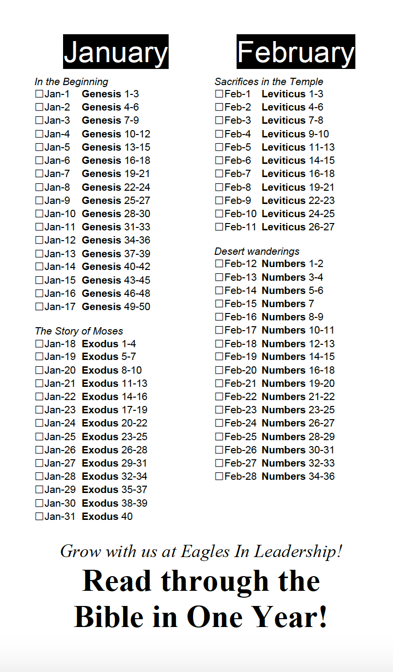 Whole Year Reading Schedule - Eagles - COVER